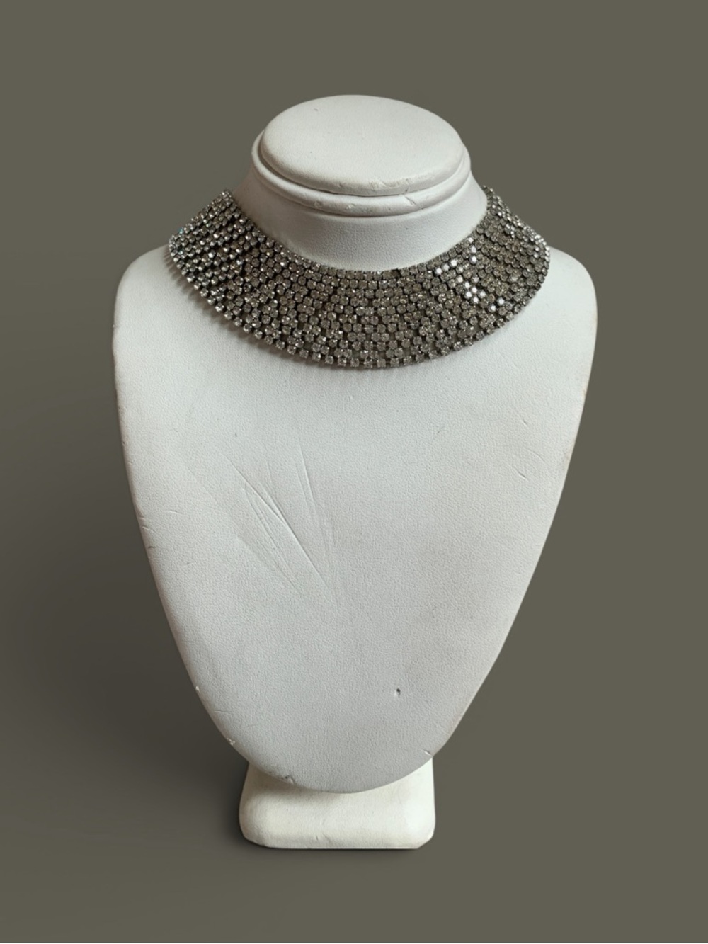 Crystal Rhinestone Choker Necklace - Silver